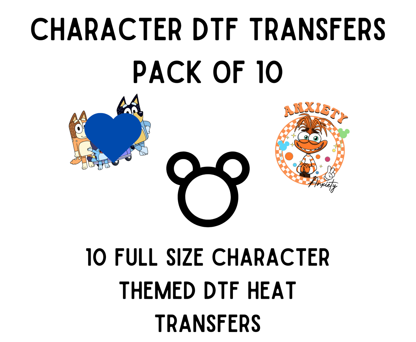 Character DTF Transfers Pack Of 10 - Griffin Expressions