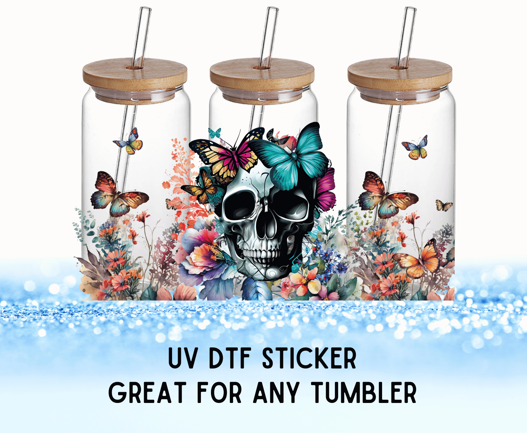 UV DTF Sticker  Skull Flowers – Griffin Expressions