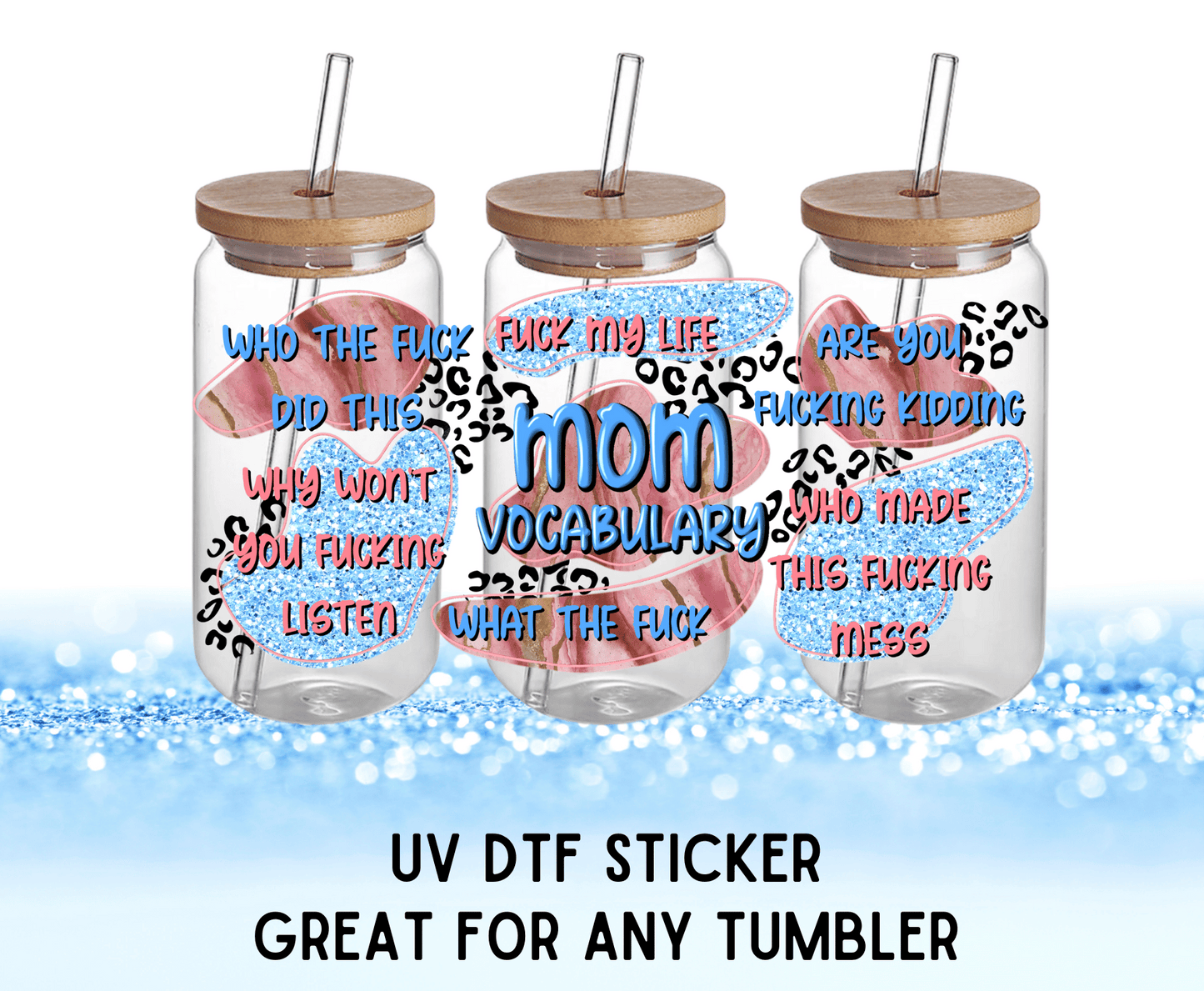 Mom Vocabulary | UV DTF Wrap – Waterproof, Durable, & Vibrant Sticker - Griffin Expressions