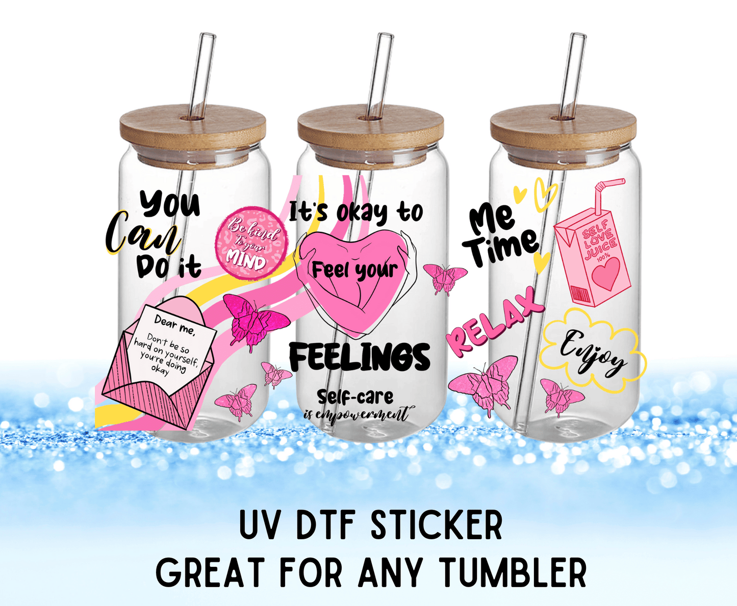 Feel Your Feelings Colorful Flowers | UV DTF Wrap – Waterproof, Durable, & Vibrant Sticker - Griffin Expressions