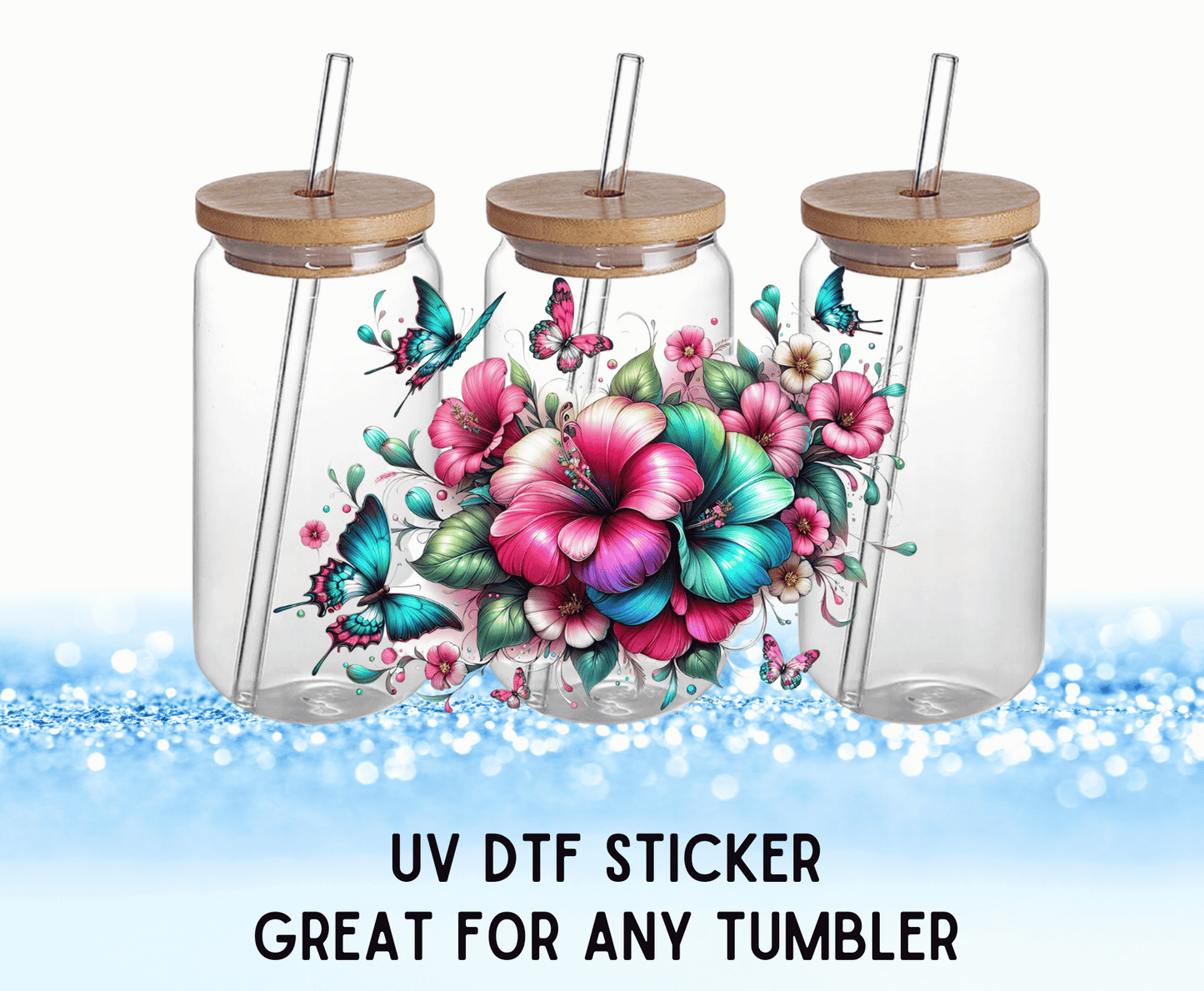 Colorful Flowers | UV DTF Wrap – Waterproof, Durable, & Vibrant Sticker