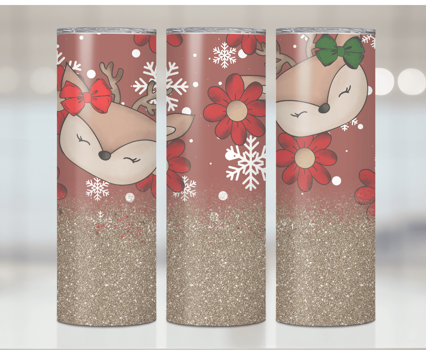Reindeer Gold Glitter | Sublimation Tumbler Transfer - Griffin Expressions