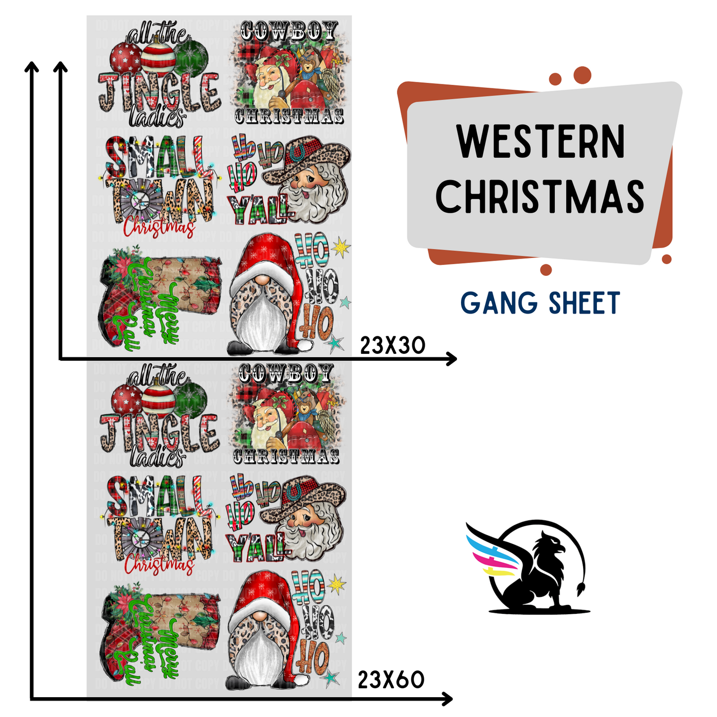 Western Christmas | Premade DTF Transfer Gang Sheet For Graphic Tees - Griffin Expressions
