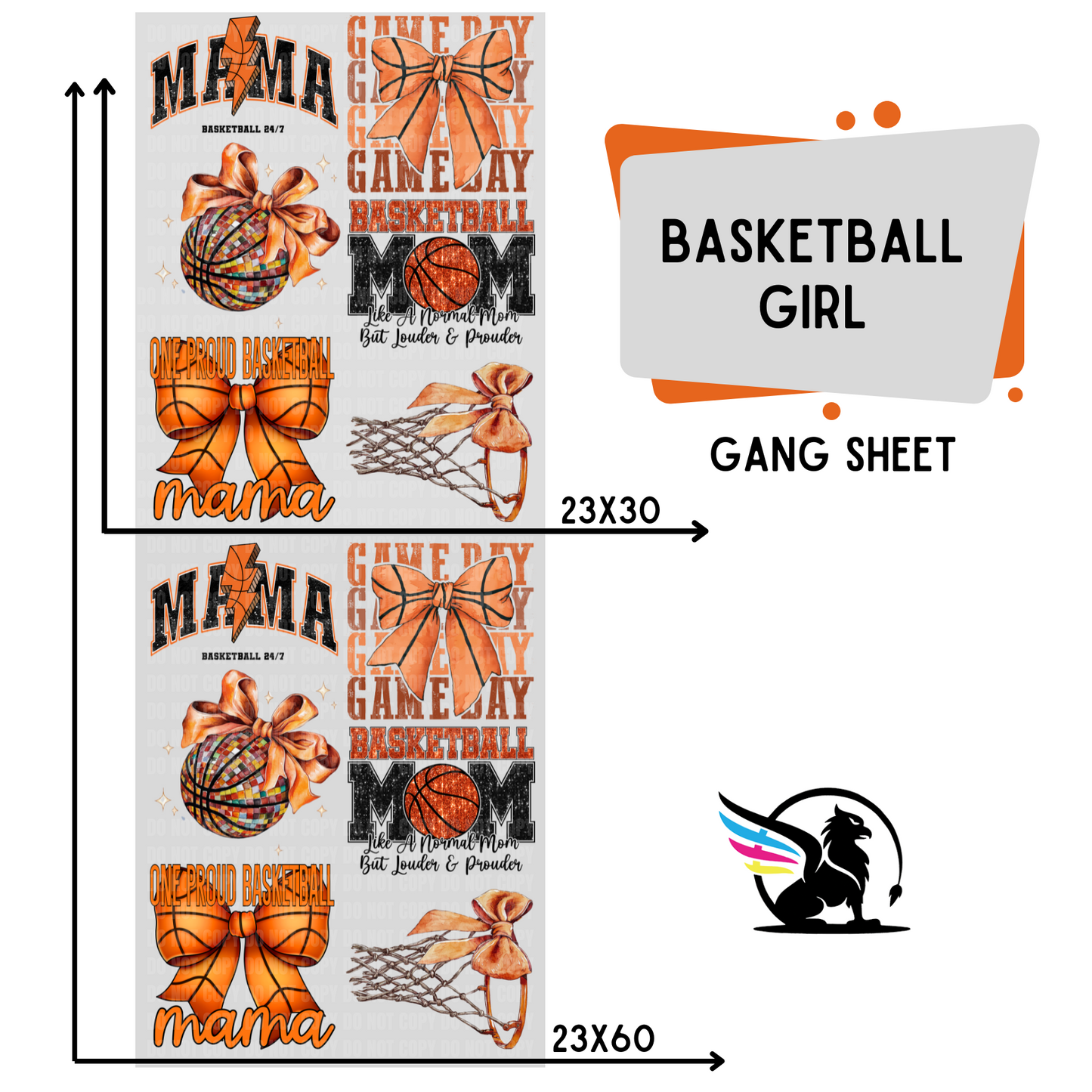 Basketball Girl | Premade DTF Transfer Gang Sheet For Graphic Tees - Griffin Expressions