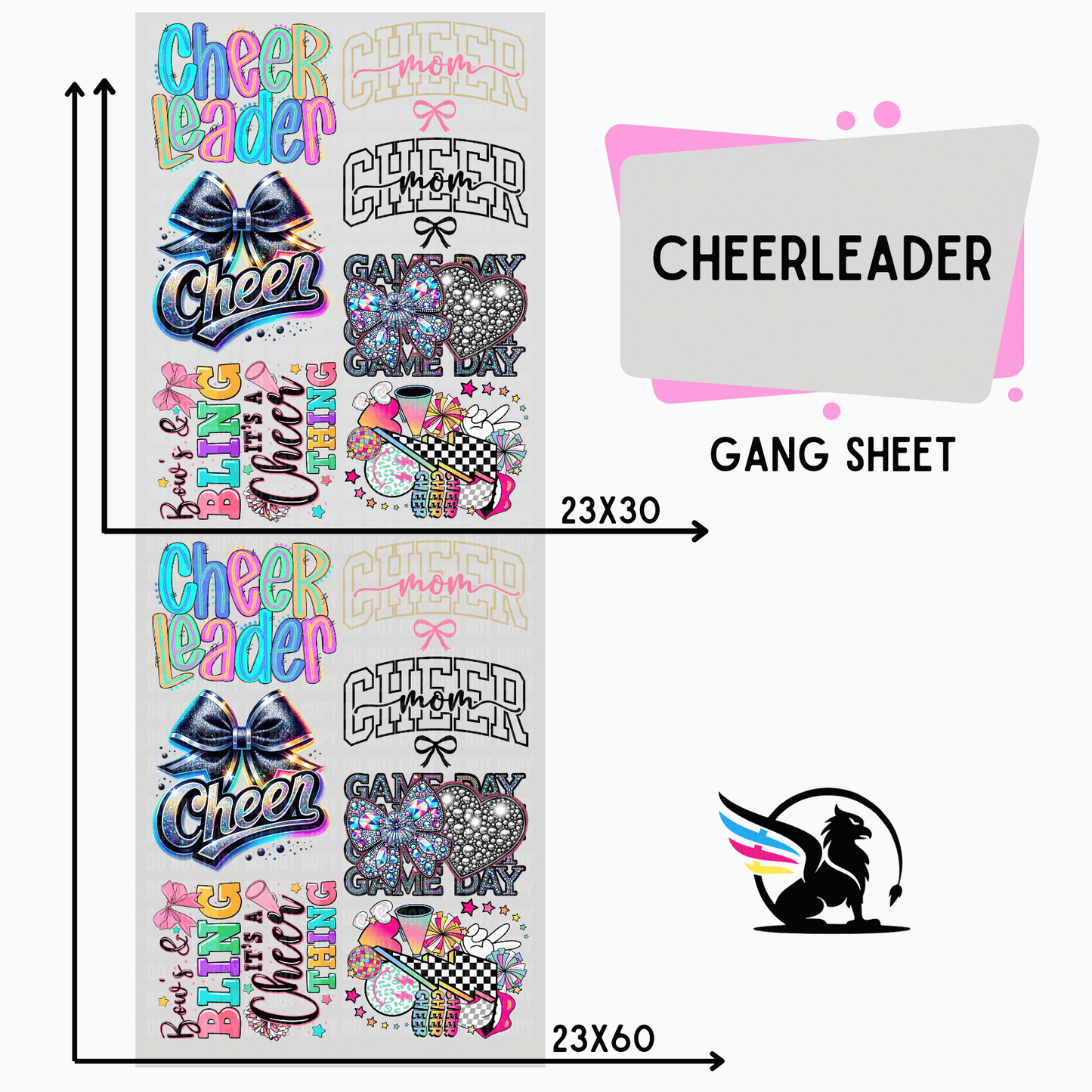 Cheerleading | Premade DTF Transfer Gang Sheet For Graphic Tees - Griffin Expressions