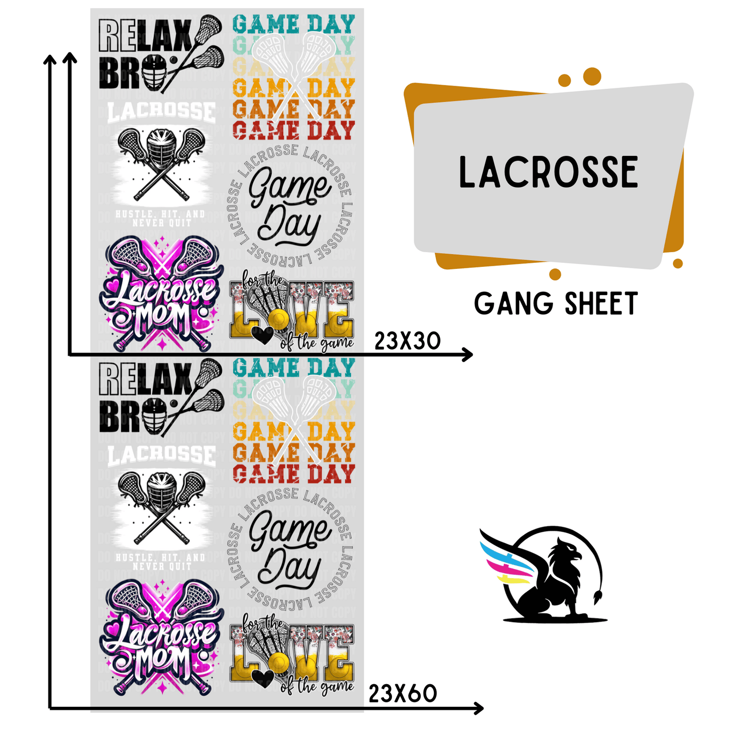 Lacrosse | Premade DTF Transfer Gang Sheet For Graphic Tees - Griffin Expressions