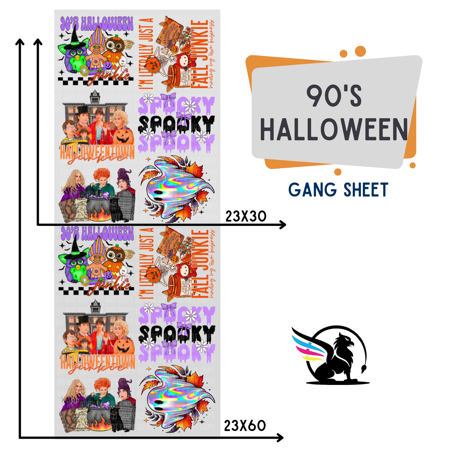 Premade DTF Transfer Gang Sheet For Graphic Tees | 90's Halloween