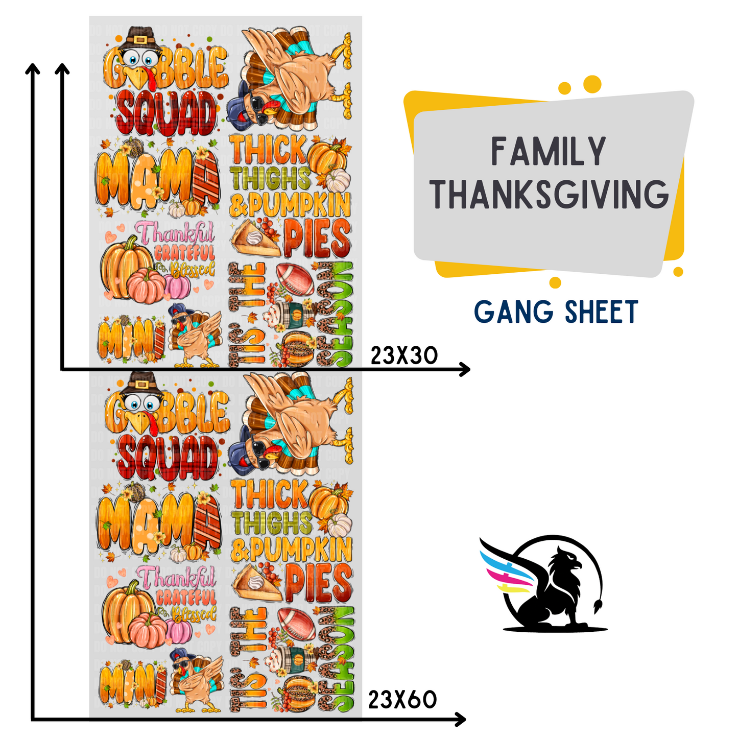 Family Thanksgiving | Premade DTF Transfer Gang Sheet For Graphic Tees - Griffin Expressions