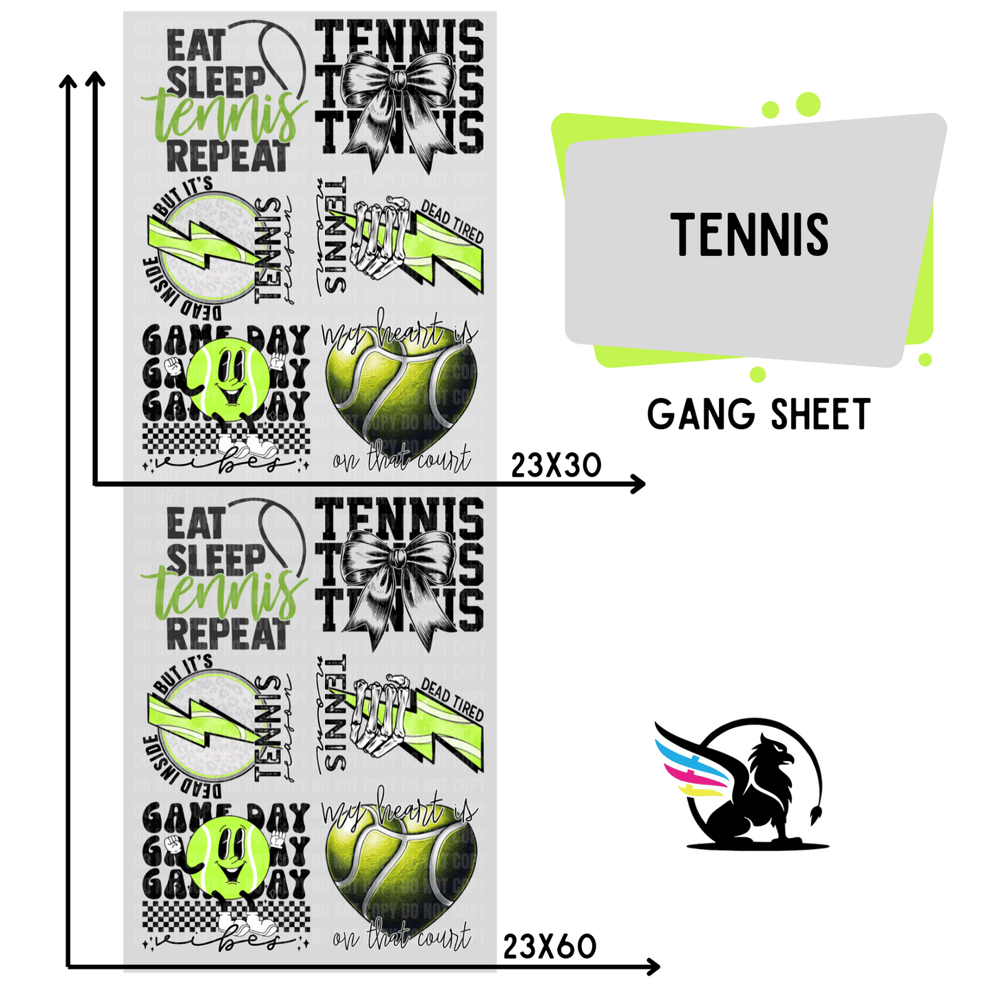 Tennis | Premade DTF Transfer Gang Sheet For Graphic Tees - Griffin Expressions