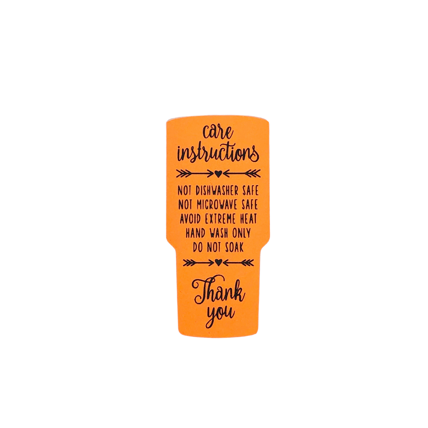 Tumbler Care Instruction Insert Cards