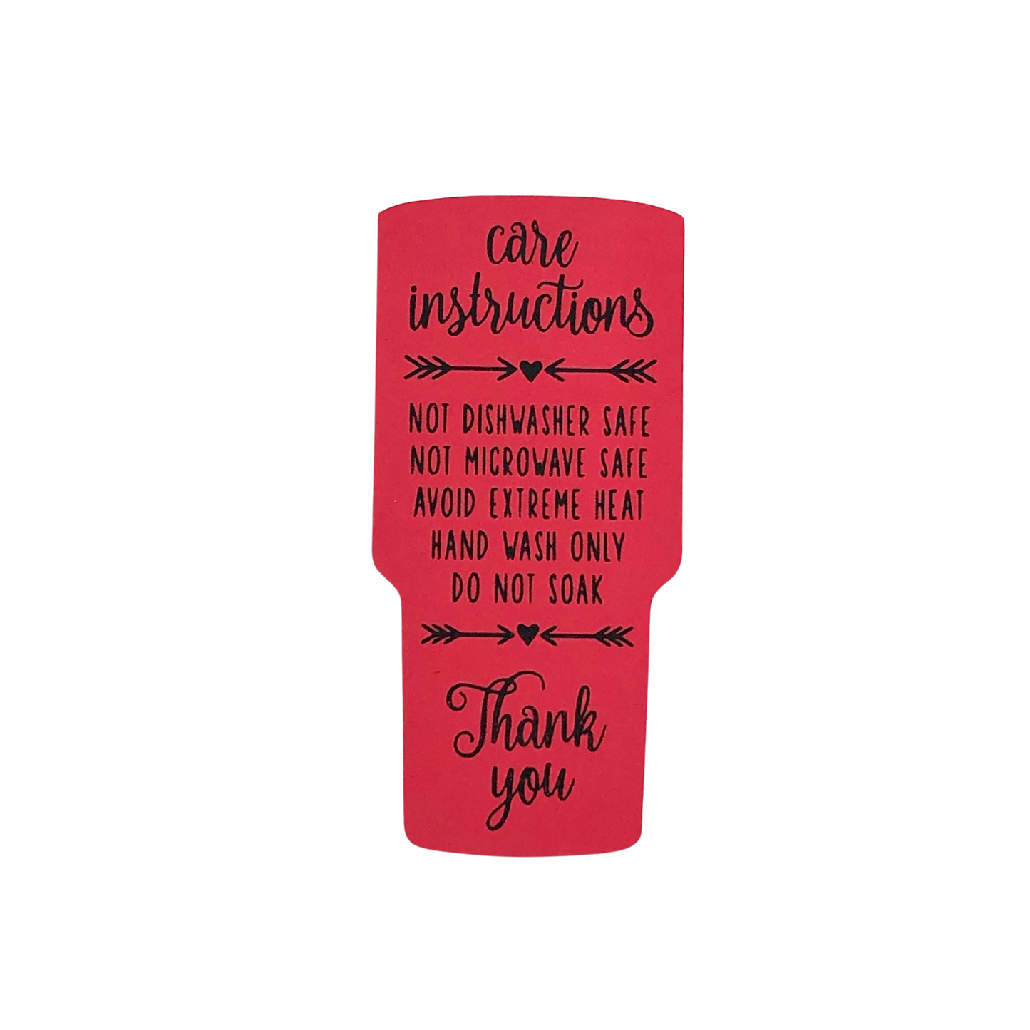 Tumbler Care Instruction Insert Cards