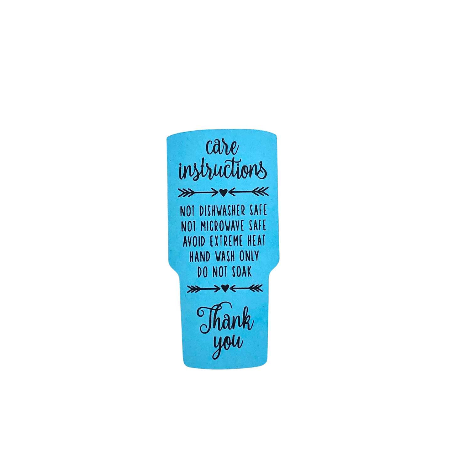 Tumbler Care Instruction Insert Cards