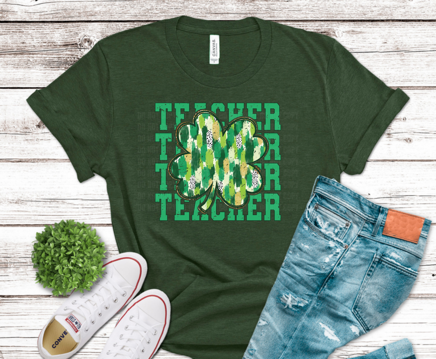 Premade DTF Transfer Gang Sheet For Graphic Tees | Teacher St. Patrick's Day