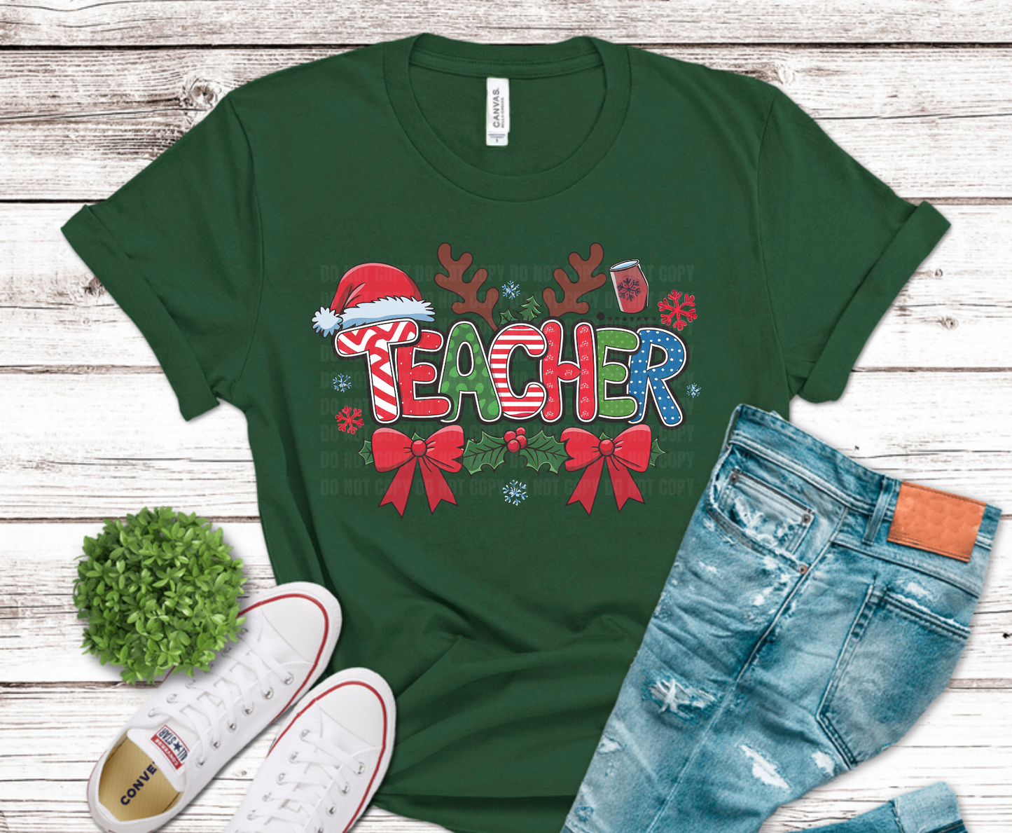 Premade DTF Transfer Gang Sheet For Graphic Tees | Christmas Teacher