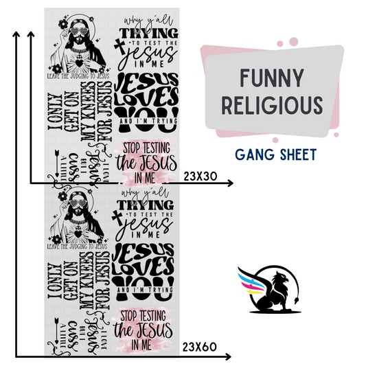 Premade DTF Transfer Gang Sheet For Graphic Tees | Funny Religious