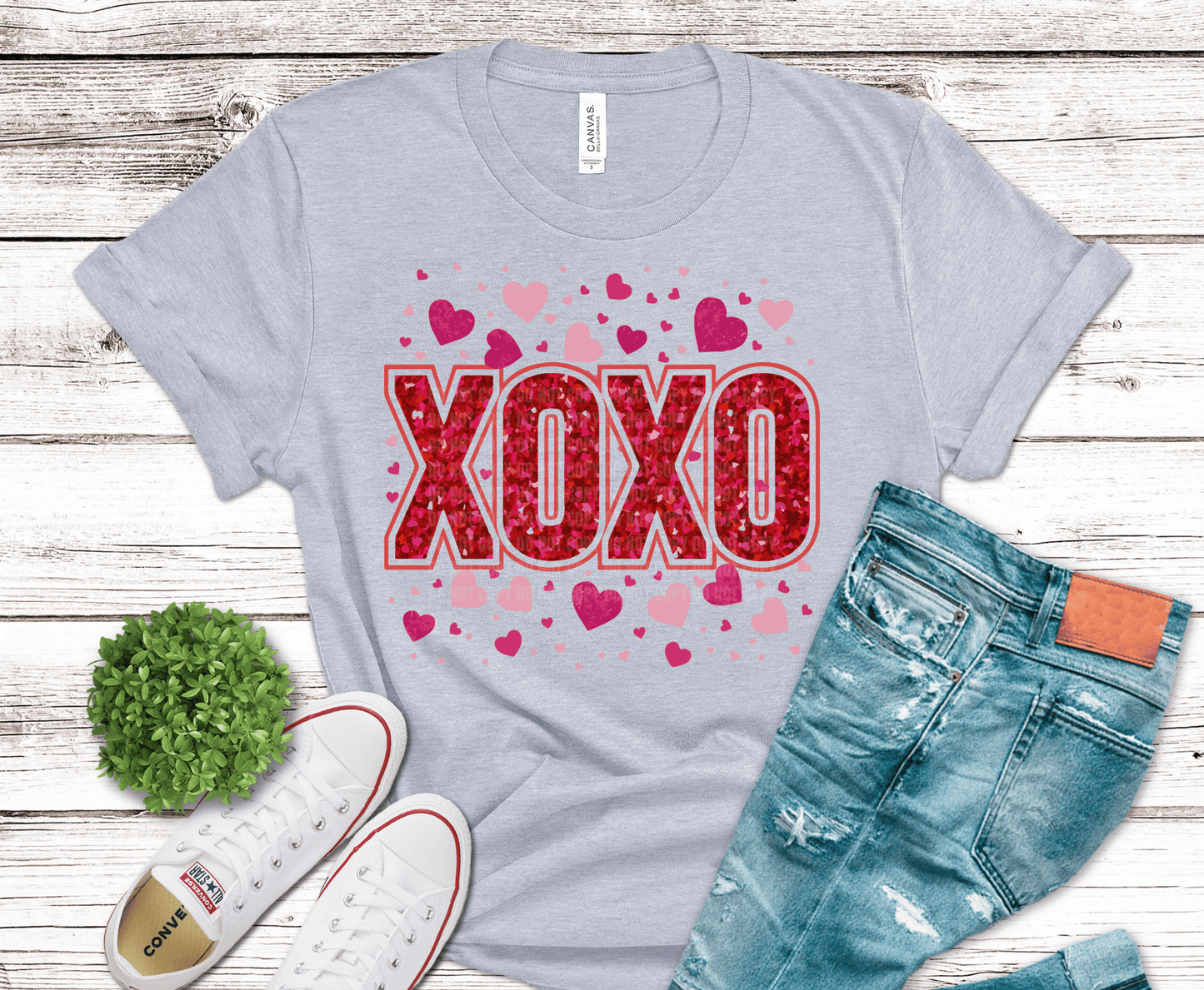 Premade DTF Transfer Gang Sheet For Graphic Tees | Glitter Valentine