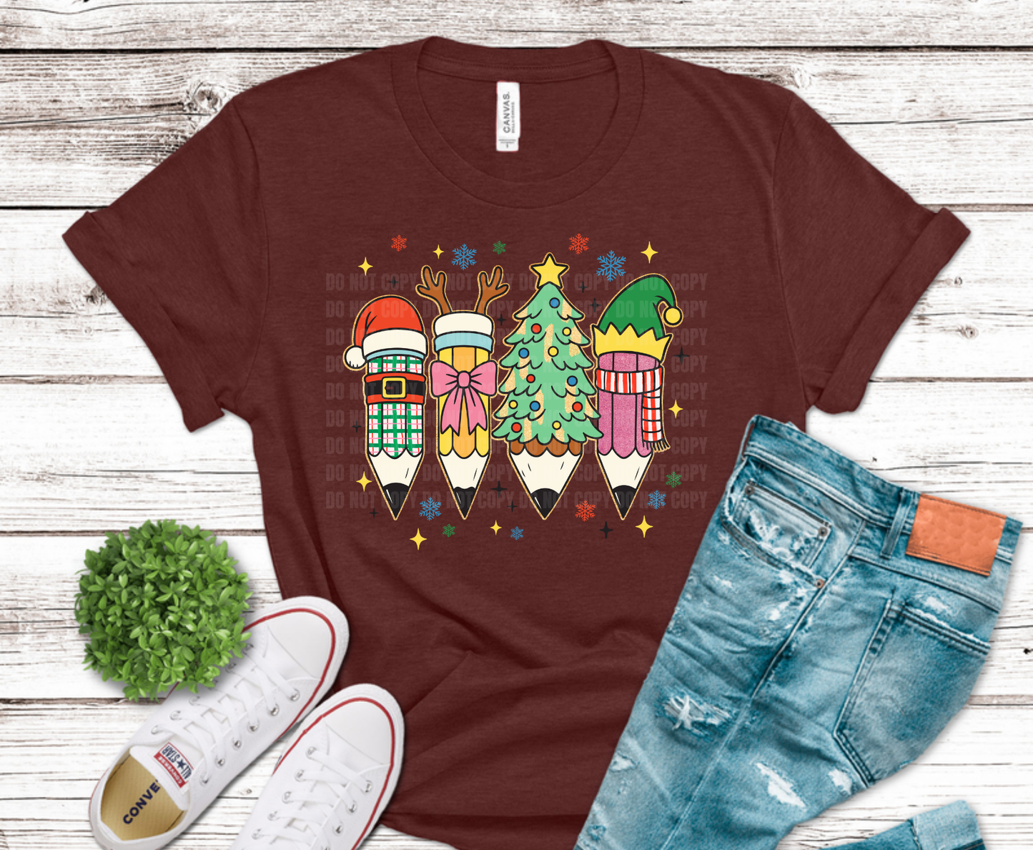 Premade DTF Transfer Gang Sheet For Graphic Tees | Christmas Teacher