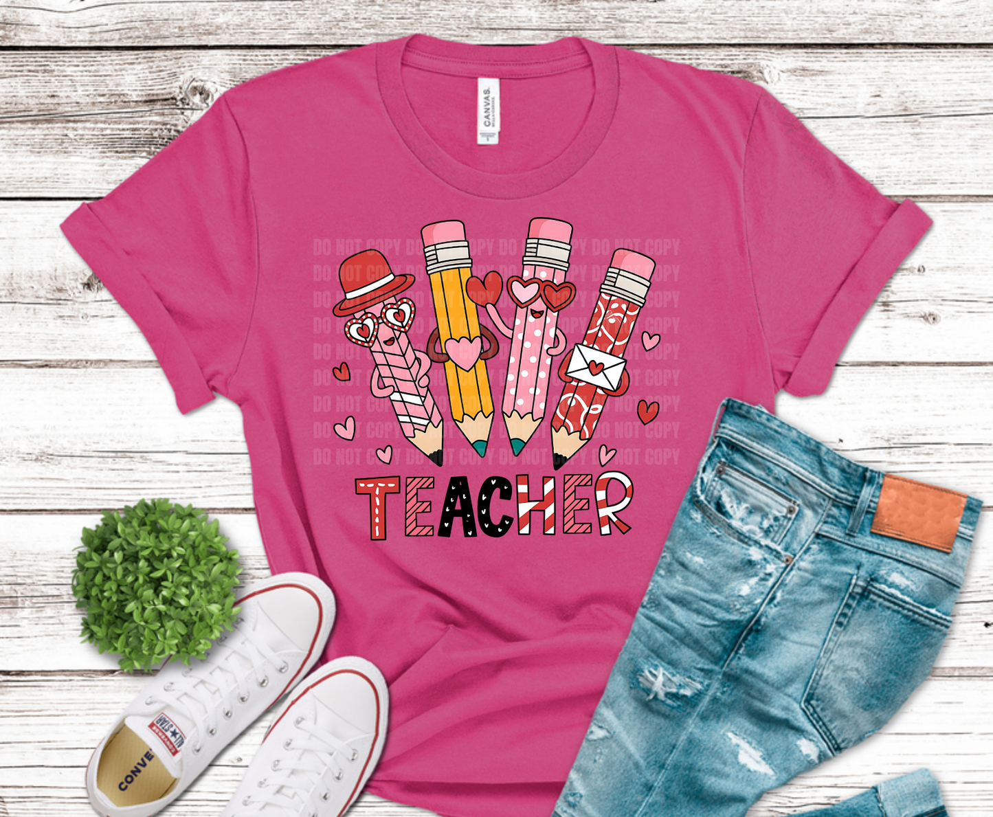Premade DTF Transfer Gang Sheet For Graphic Tees | Teacher Valentine