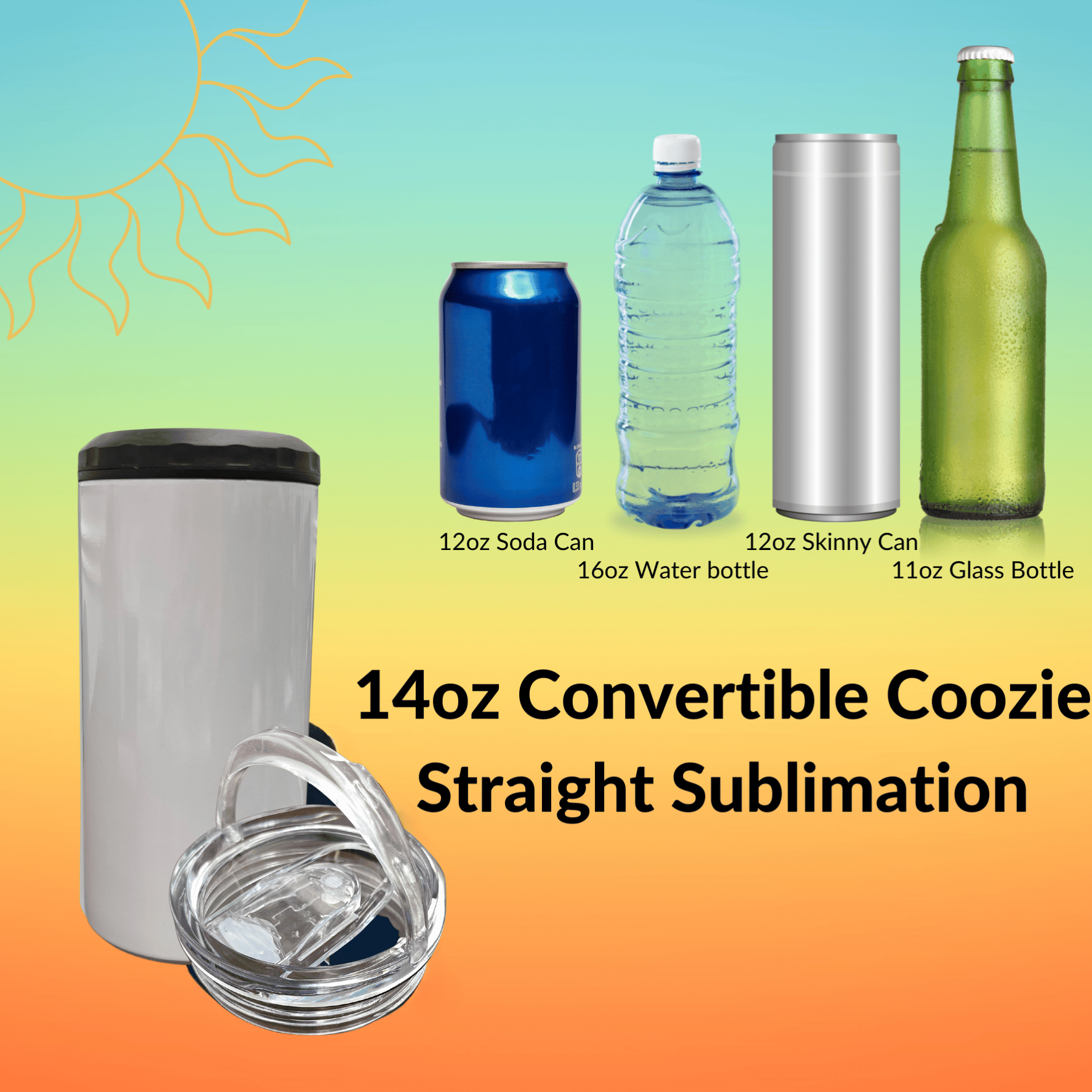 14oz Convertible Coozie Straight Sublimation Tumbler