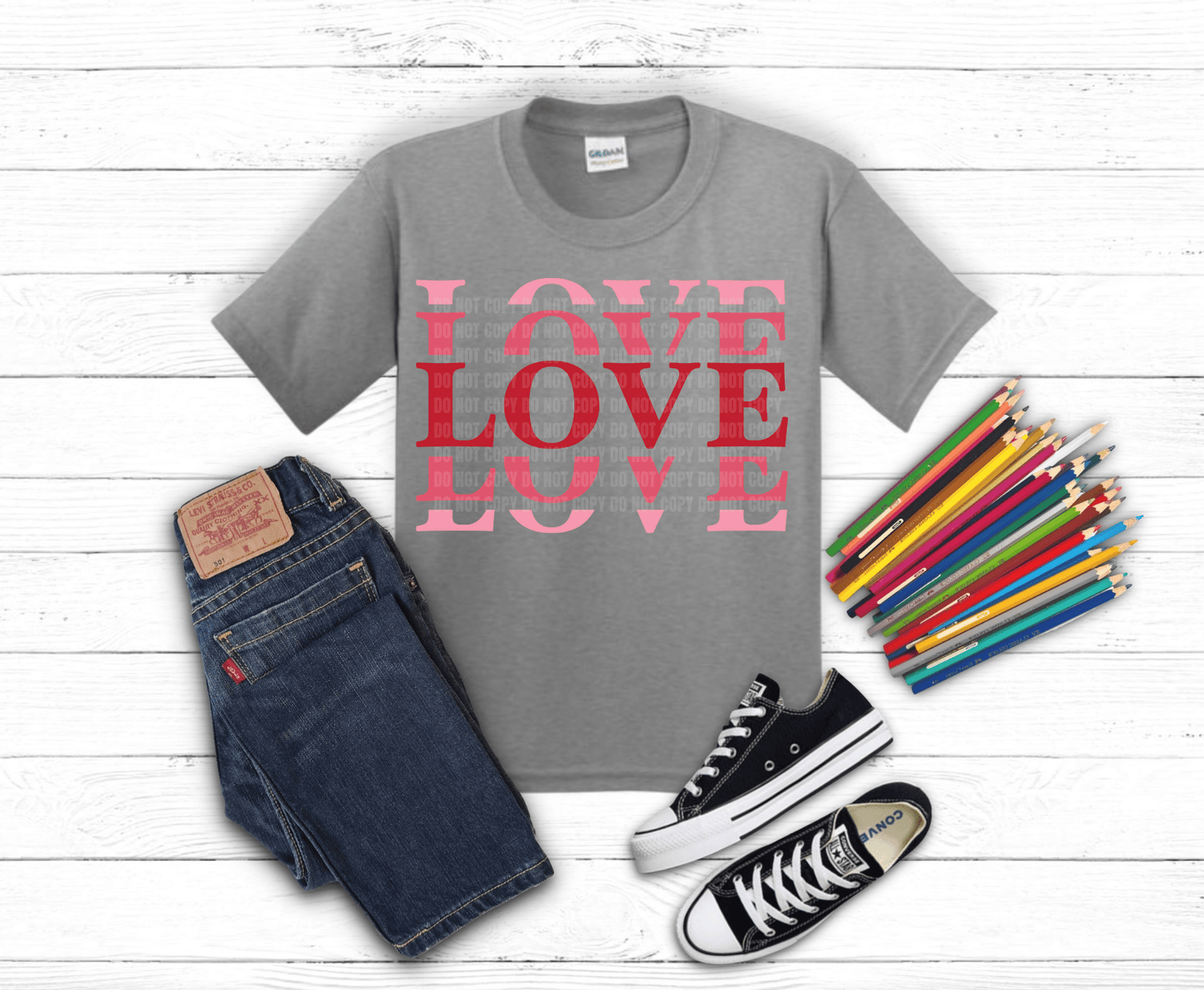 Premade DTF Transfer Gang Sheet For Graphic Tees | Youth Valentines