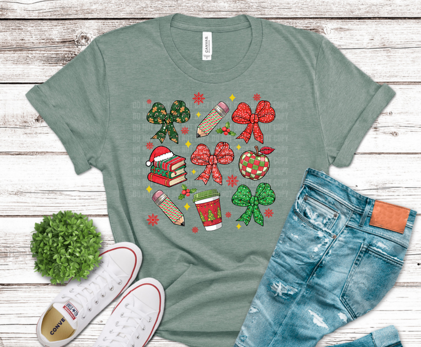 Premade DTF Transfer Gang Sheet For Graphic Tees | Christmas Teacher