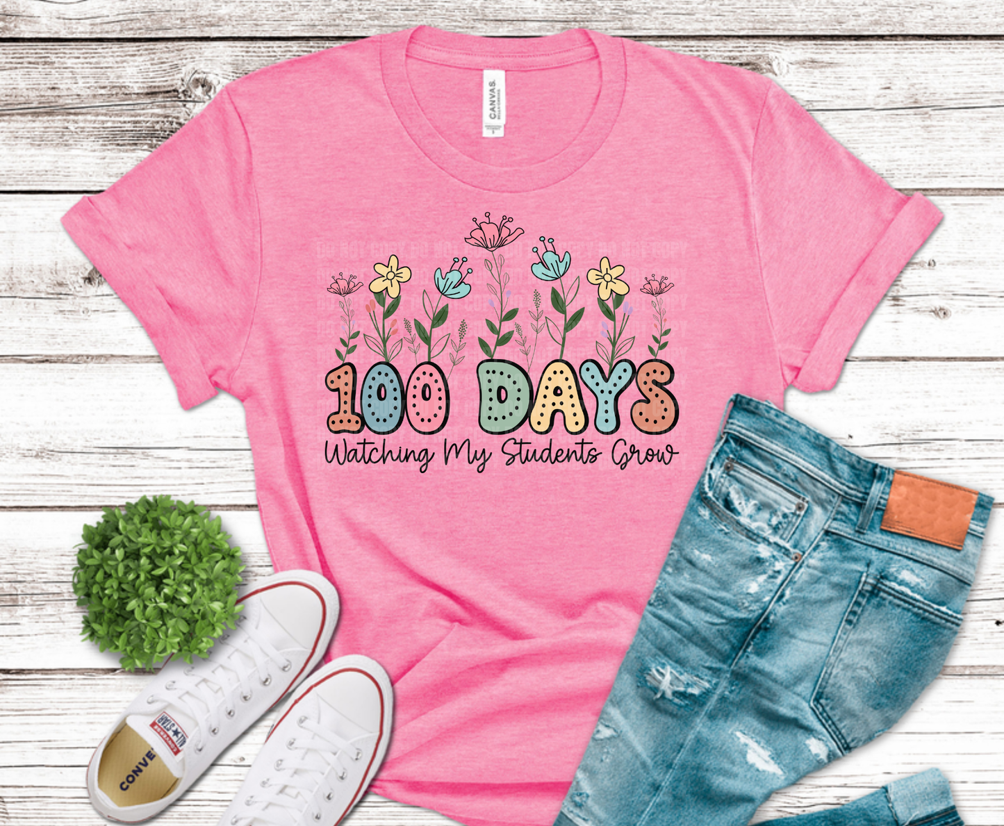 Premade DTF Transfer Gang Sheet For Graphic Tees | 100 Days Of School Teacher