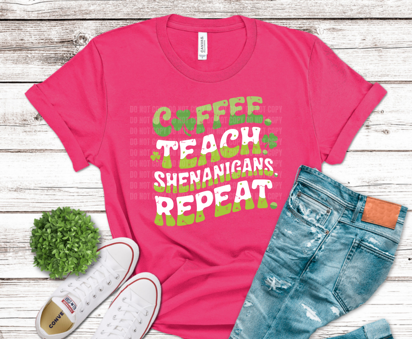 Premade DTF Transfer Gang Sheet For Graphic Tees | Teacher St. Patrick's Day