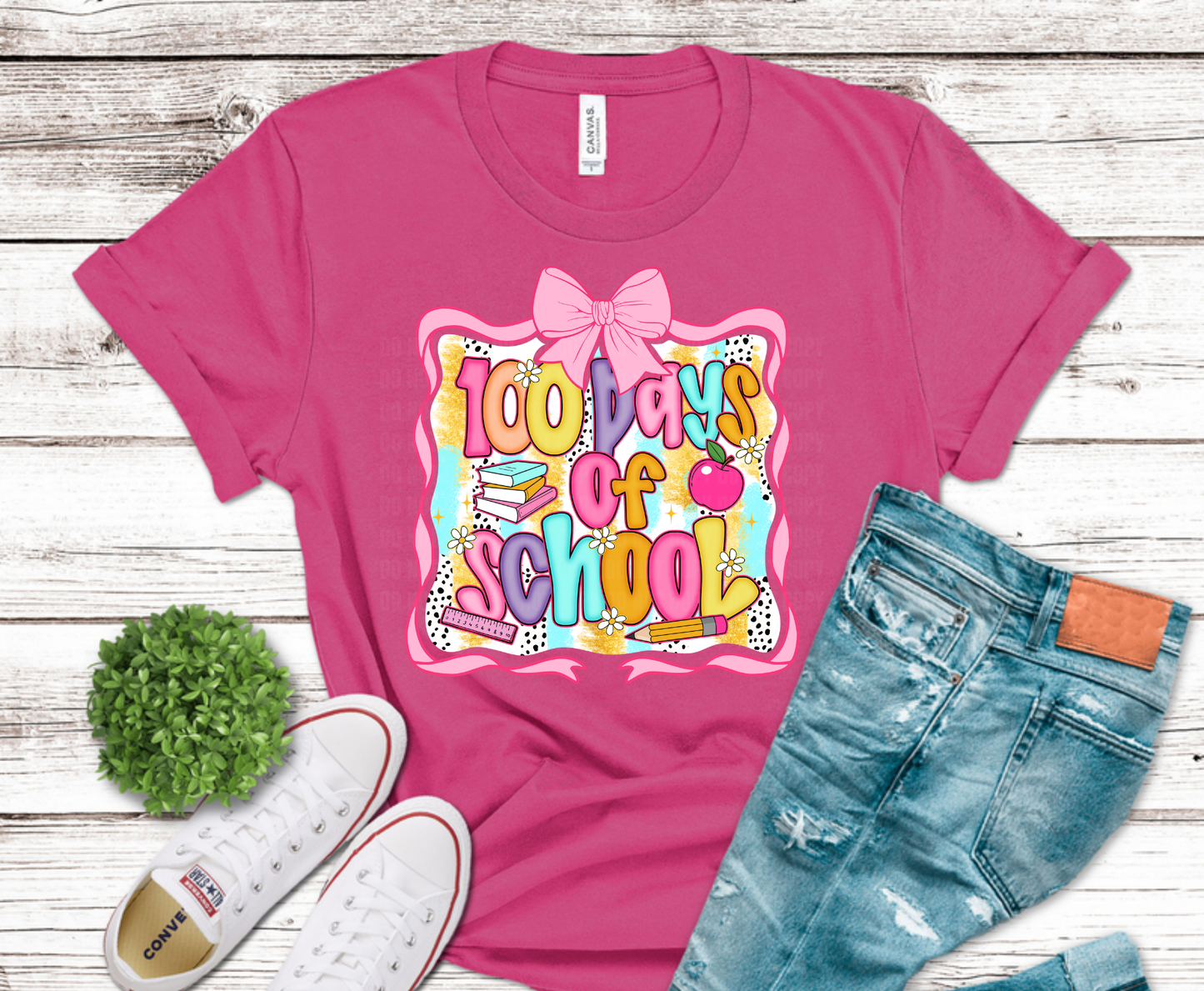 Premade DTF Transfer Gang Sheet For Graphic Tees | 100 Days Of School Teacher