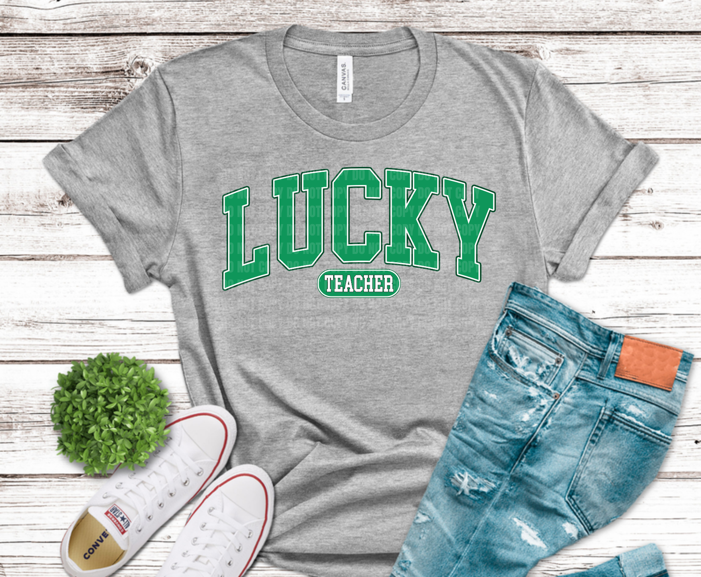Premade DTF Transfer Gang Sheet For Graphic Tees | Teacher St. Patrick's Day