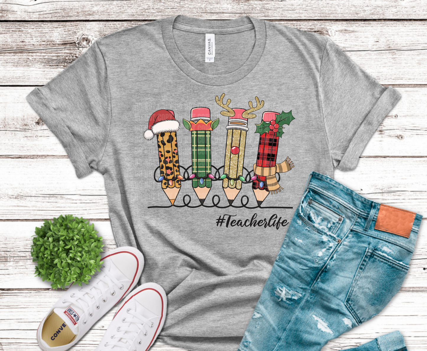 Premade DTF Transfer Gang Sheet For Graphic Tees | Christmas Teacher