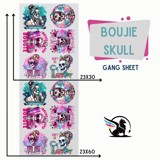 Premade DTF Transfer Gang Sheet For Graphic Tees | Boujie Skull