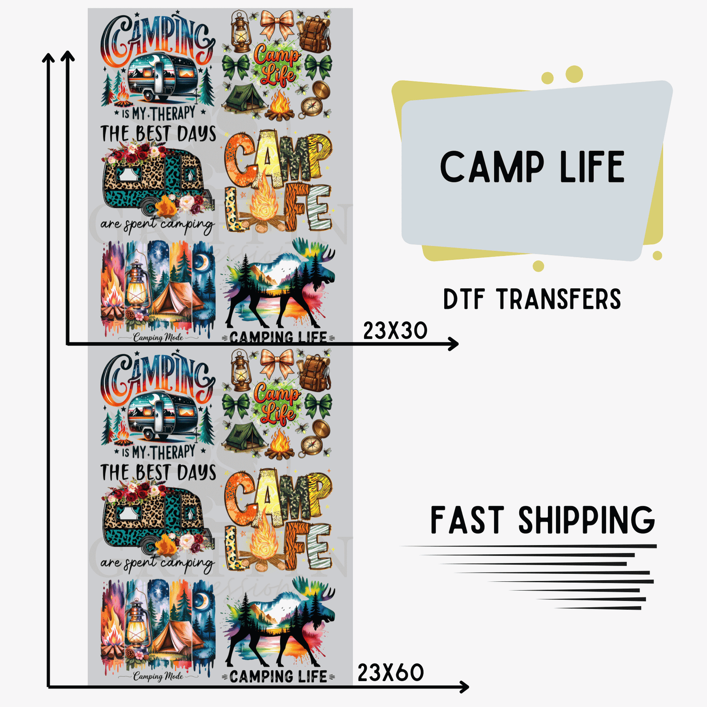 Camping Colors | Premade DTF Transfer Gang Sheet For Graphic Tees