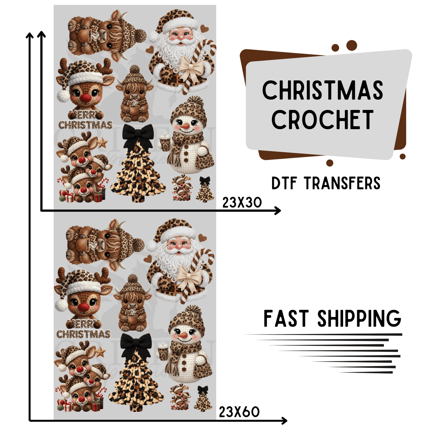 Christmas Crochet | Premade DTF Transfer Gang Sheet For Graphic Tees