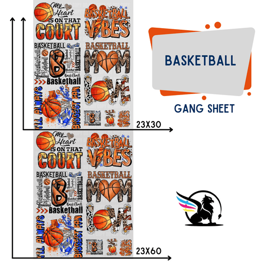Premade DTF Transfer Gang Sheet For Graphic Tees | Basketball