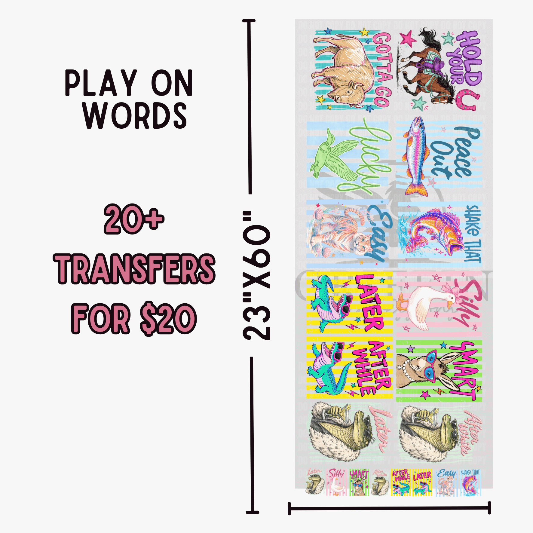 Play on Words | Dollar Deals DTF Transfer Gang Sheet For Graphic Tees ...