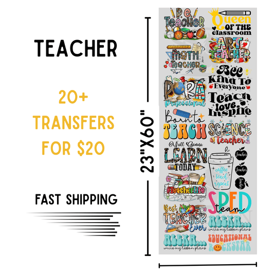 Teacher | Dollar Deals DTF Transfer Gang Sheet For Graphic Tees