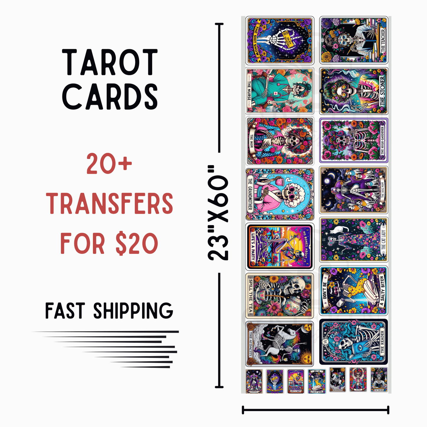 Tarot Cards | Dollar Deals DTF Transfer Gang Sheet For Graphic Tees