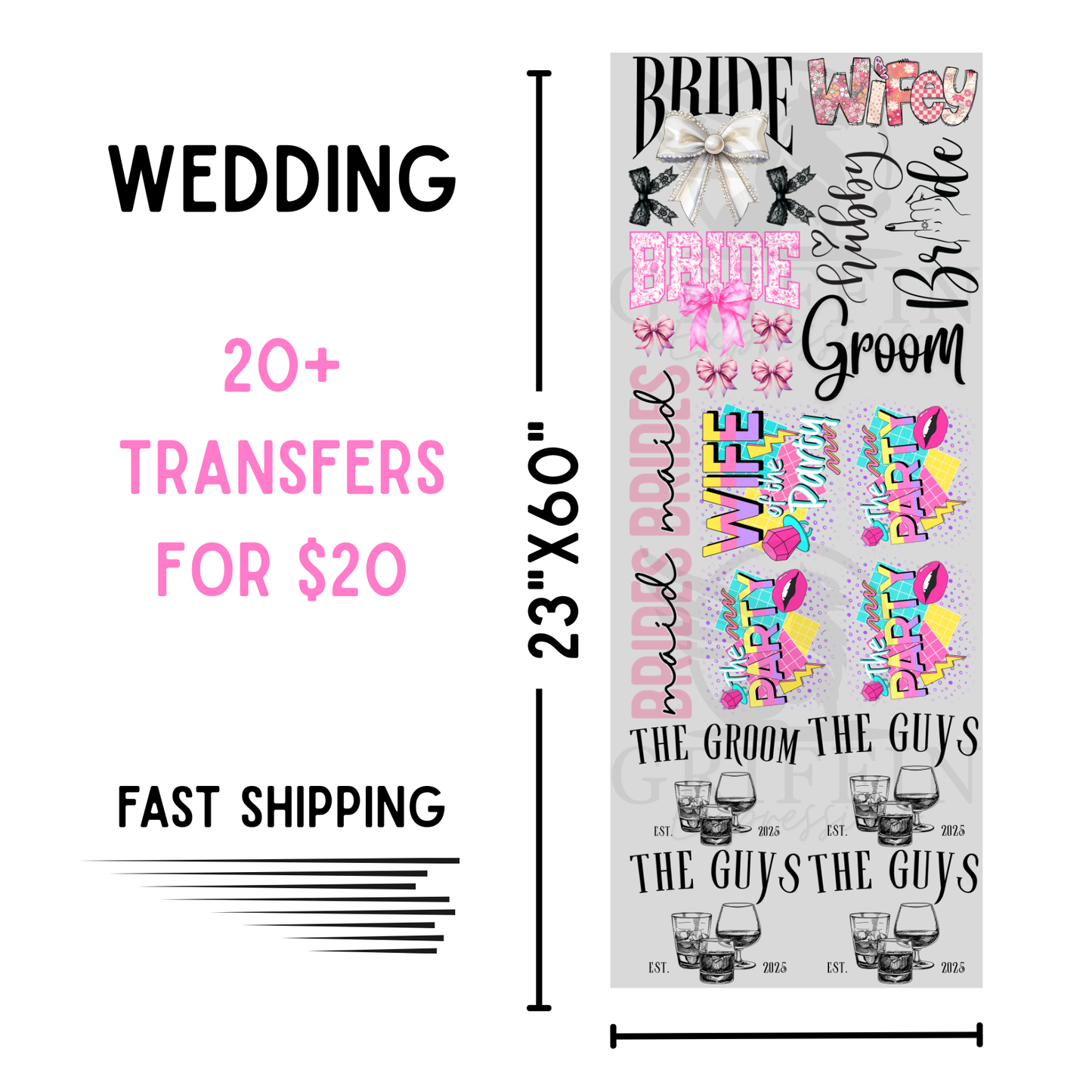Wedding | Dollar Deals DTF Transfer Gang Sheet For Graphic Tees