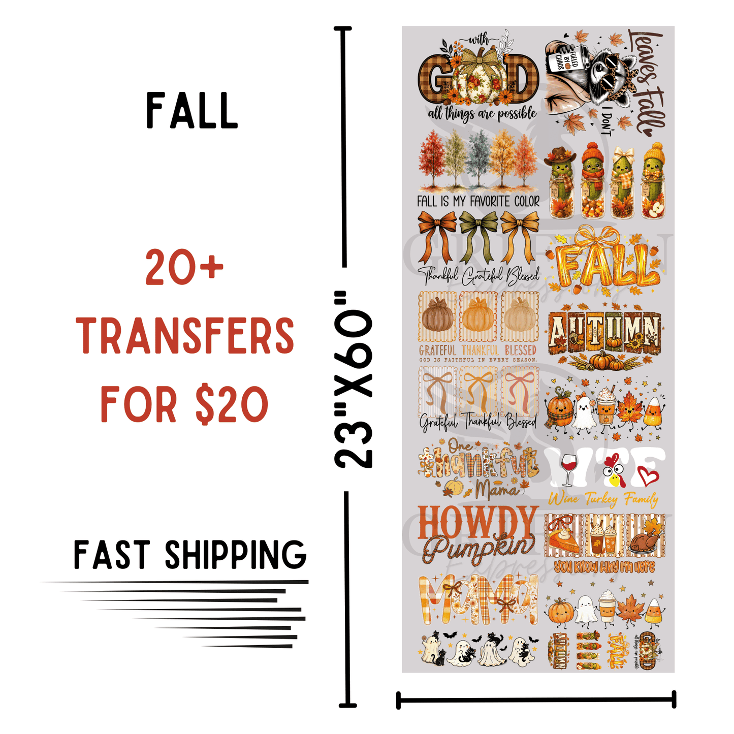 Fall | Dollar Deals DTF Transfer Gang Sheet For Graphic Tees