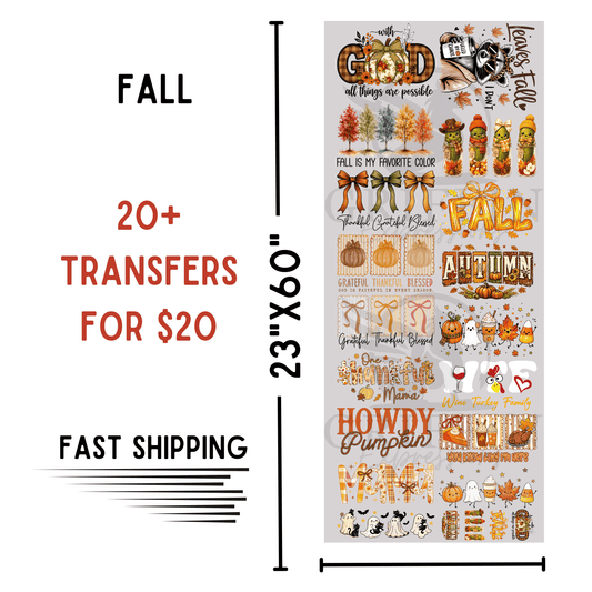 Fall | Dollar Deals DTF Transfer Gang Sheet For Graphic Tees