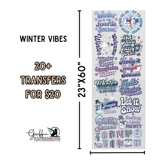 Winter Vibes | Dollar Deals DTF Transfer Gang Sheet For Graphic Tees
