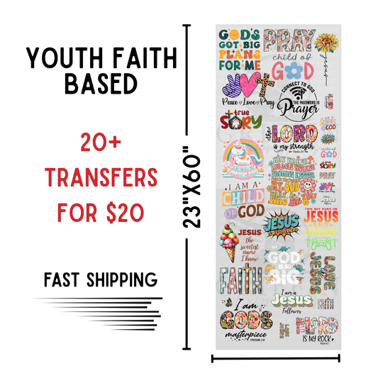 Youth Faith Based | Dollar Deals DTF Transfer Gang Sheet For Graphic Tees