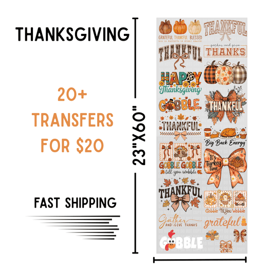 Thanksgiving | Dollar Deals DTF Transfer Gang Sheet For Graphic Tees