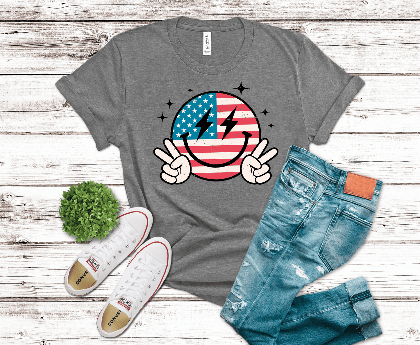 American Flag Smiley | DTF