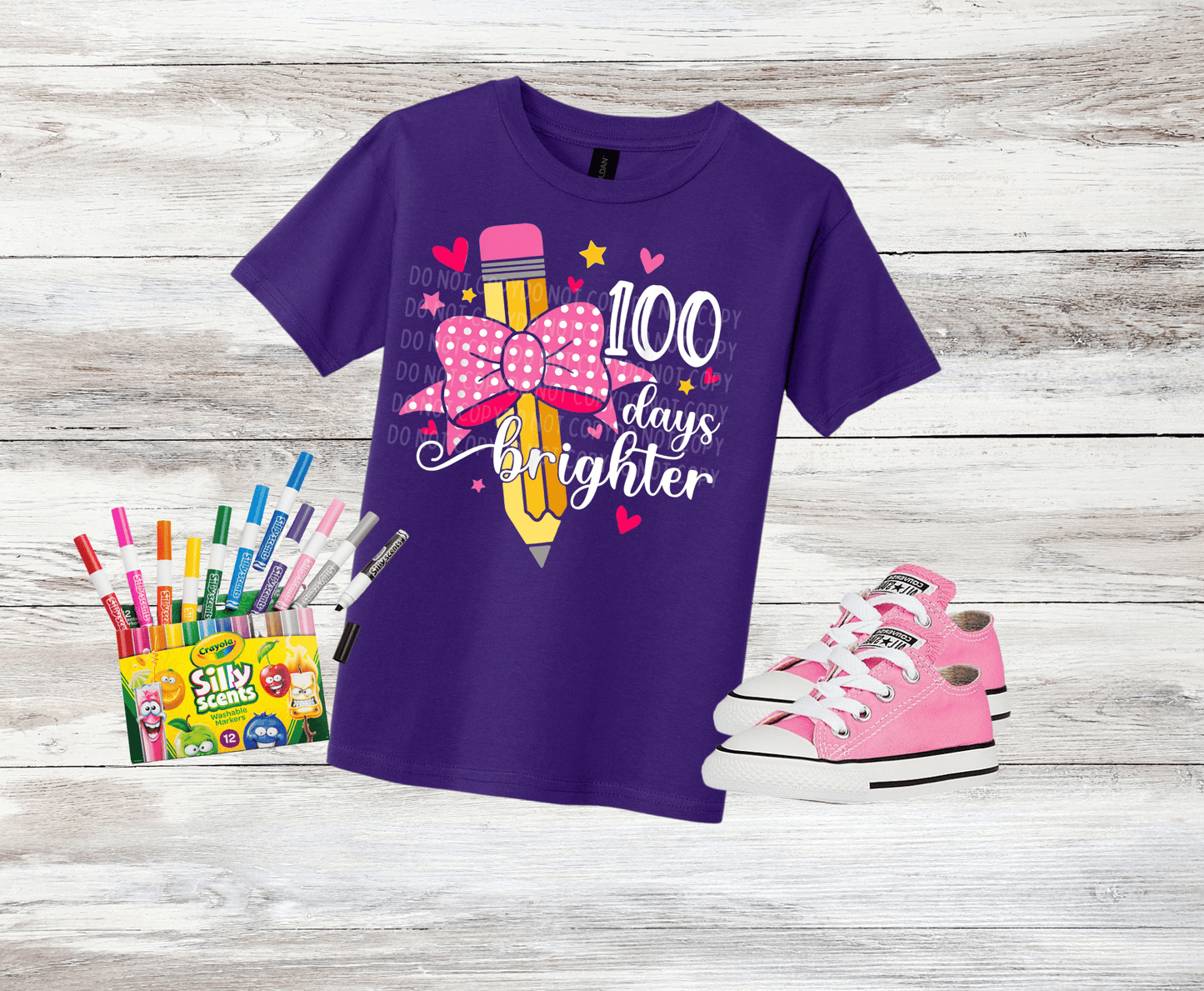 Premade DTF Transfer Gang Sheet For Graphic Tees | 100 Days Of School Girl
