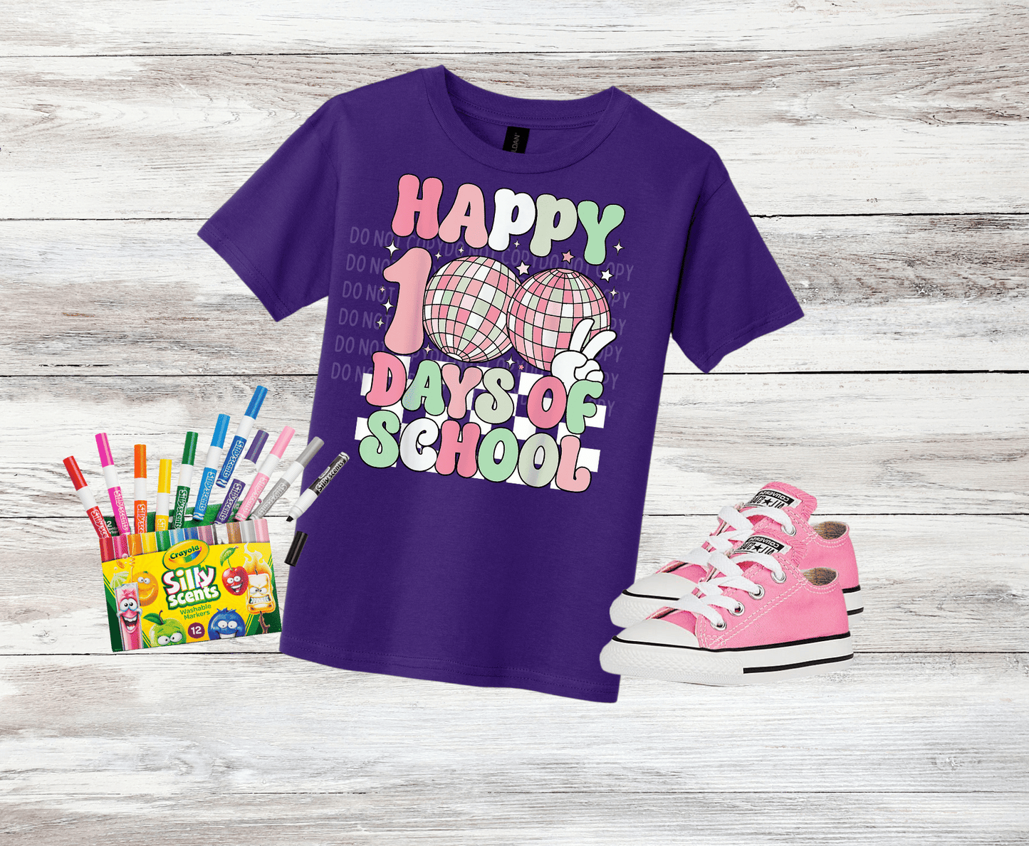 Premade DTF Transfer Gang Sheet For Graphic Tees | 100 Days Of School Girl