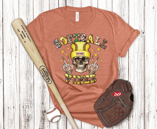 Softball Vibes Skull | DTF - Griffin Expressions