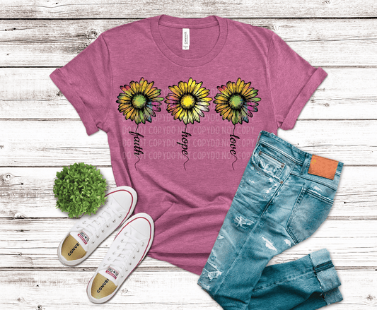 Faith Hope Love Sunflower | DTF