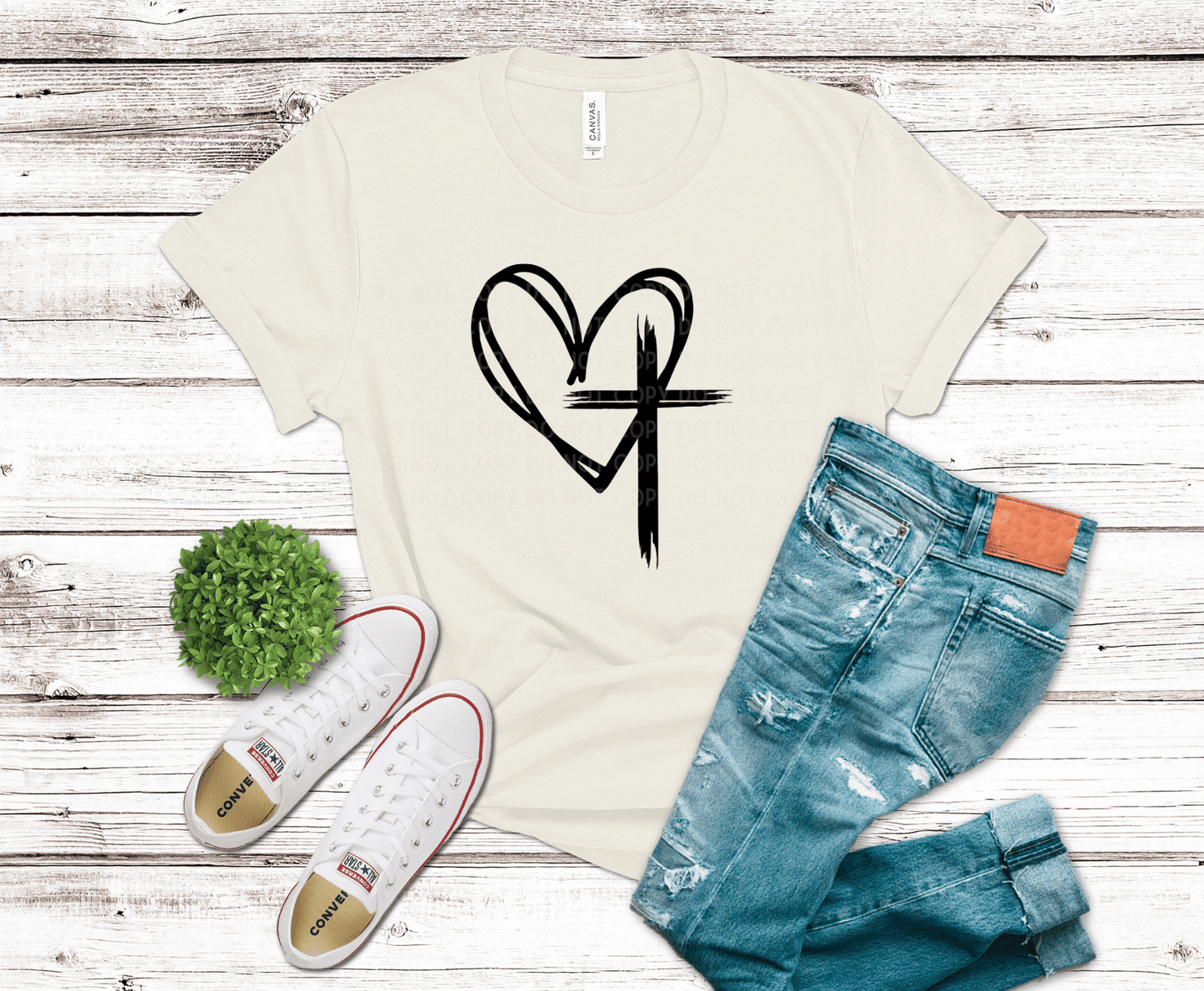 Black heart Cross | DTF