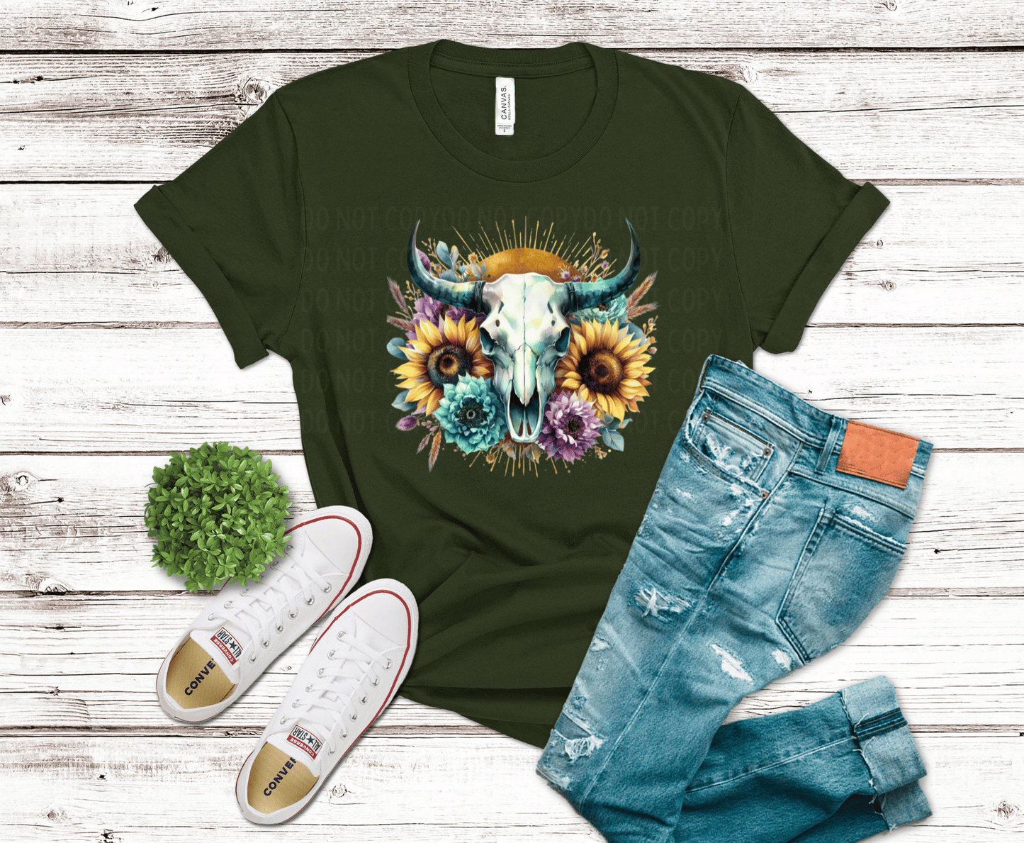 Floral Bull Skull | DTF